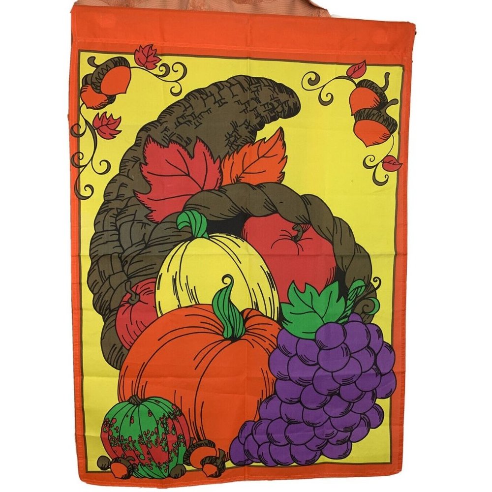 Thanksgiving Cornucopia Yard Flag 29 1/2 X 40 Garden Decor